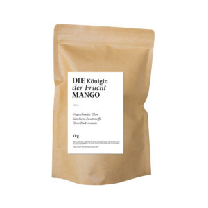 Unsere getrockneten 1kg Bio Mangos sind ohne künstliche Zusatzstoffe, ungezuckert und ungeschwefelt. Ein leckerer Retter für den kleinen Hunger.